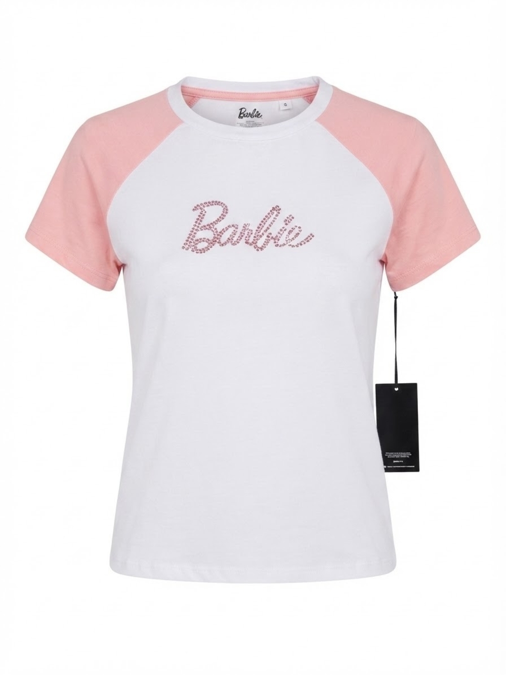 Barbie Girls' White & Pink Logo Raglan Tee